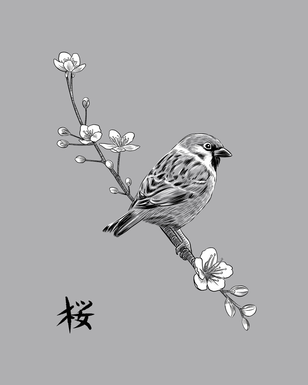 Sparrow on Cherry Long Sleeve