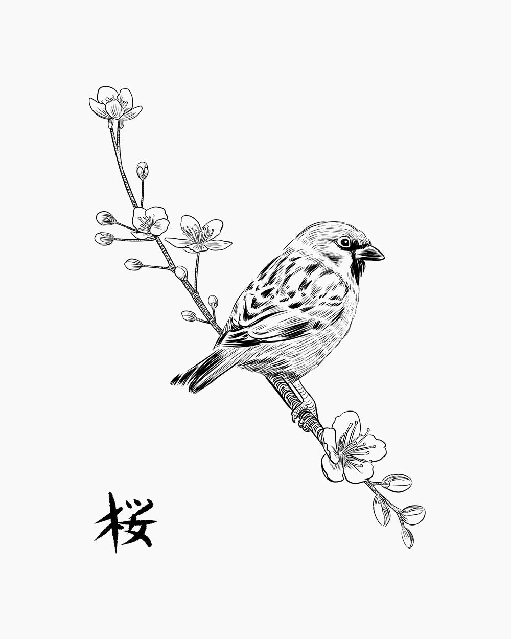 Sparrow on Cherry Long Sleeve