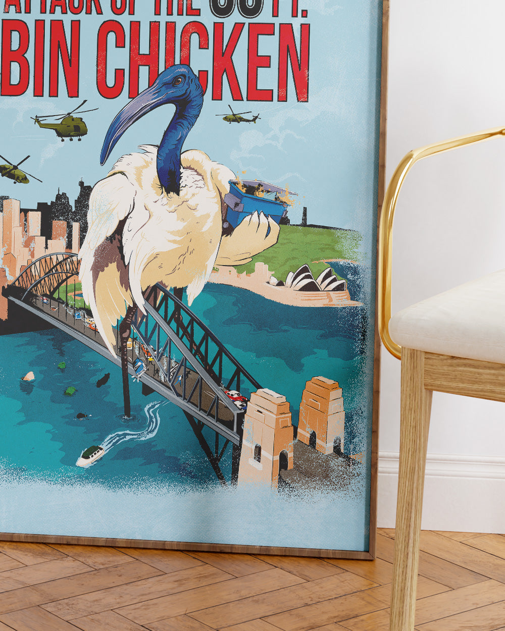 Attack of the 50ft Bin Chicken Art Print