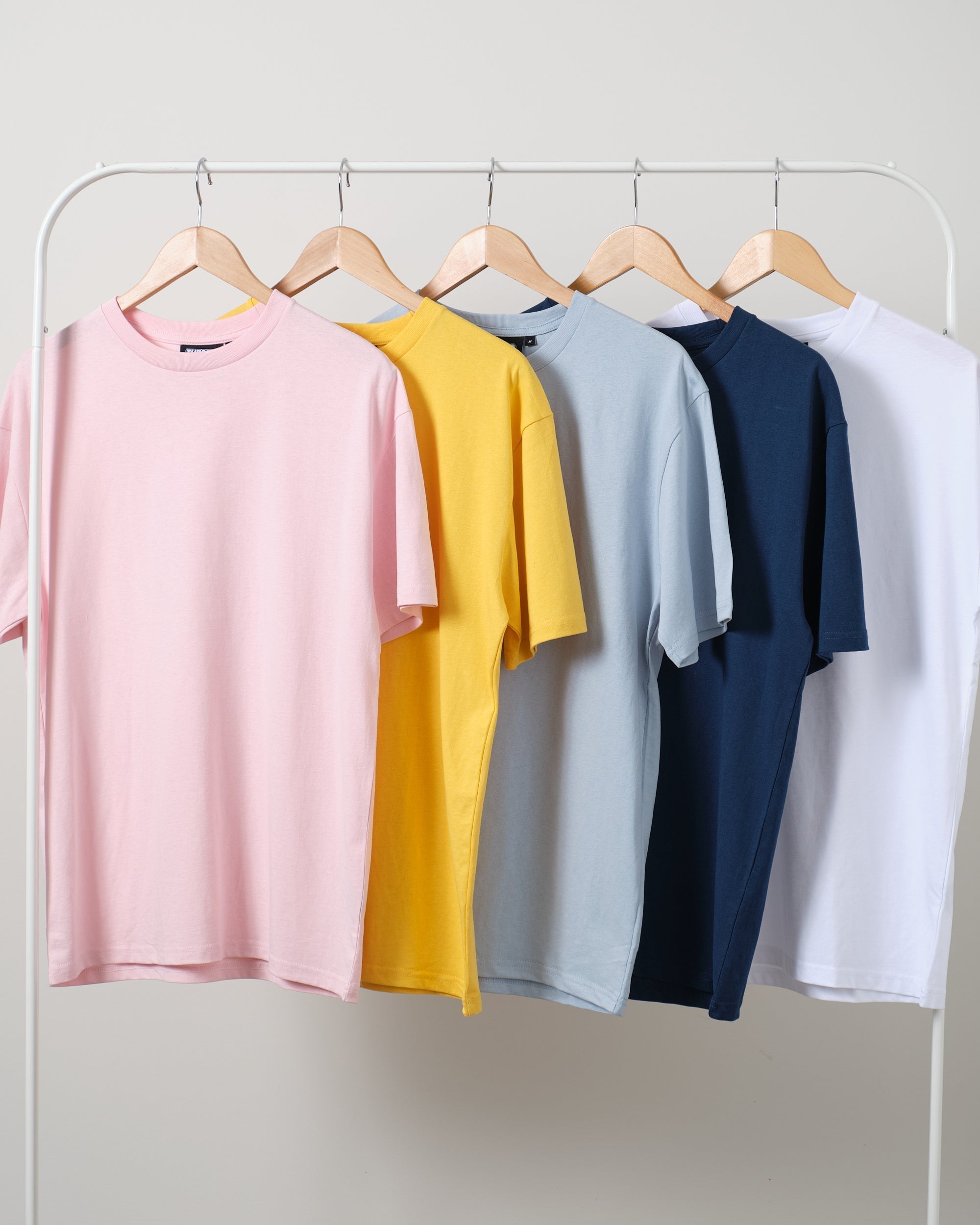 Classic Tee 5 Pack: Pink,Yellow, Pale Blue, Navy, White