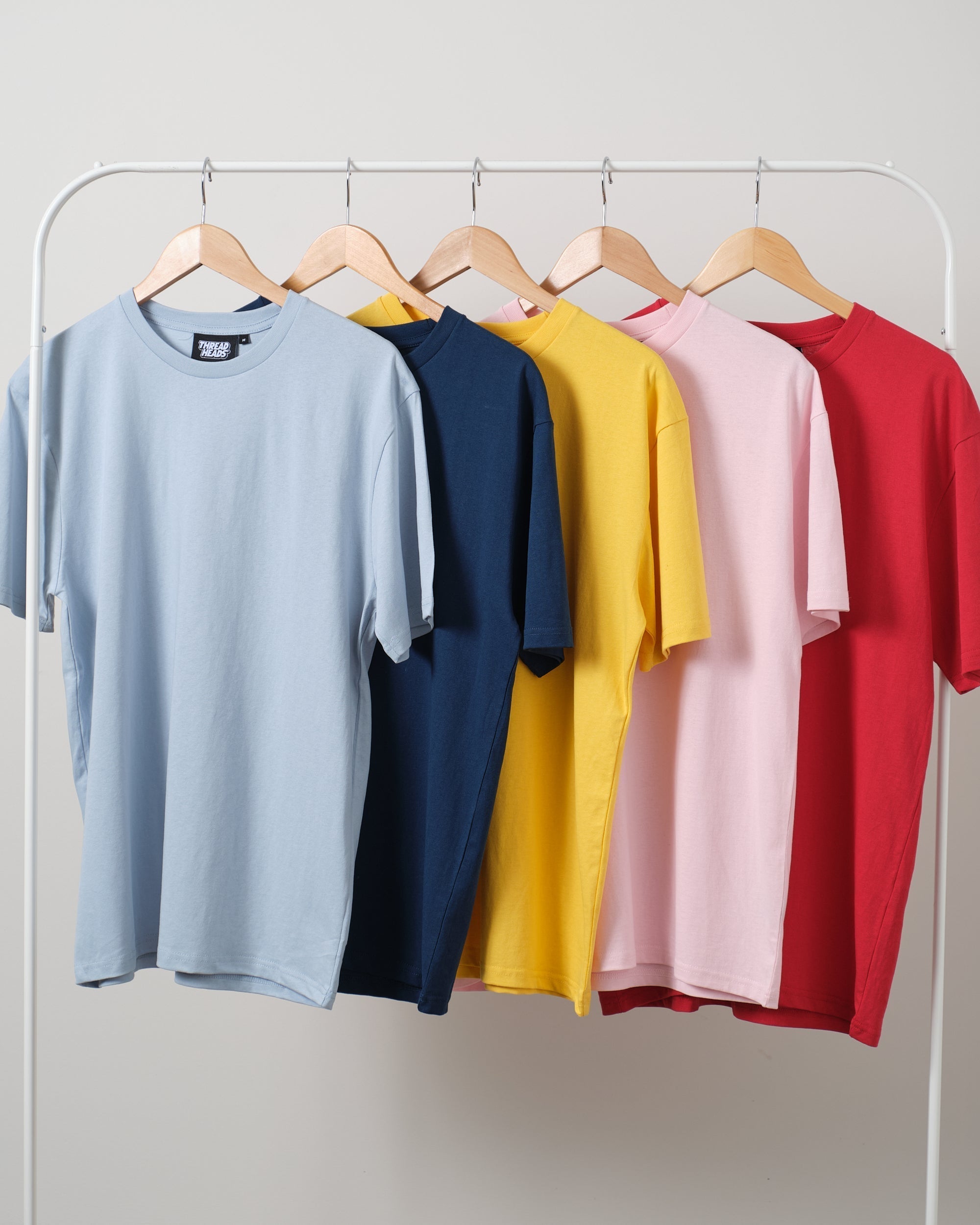 Classic Tee 5 Pack: Pale Blue, Navy, Yellow, Pink, Red