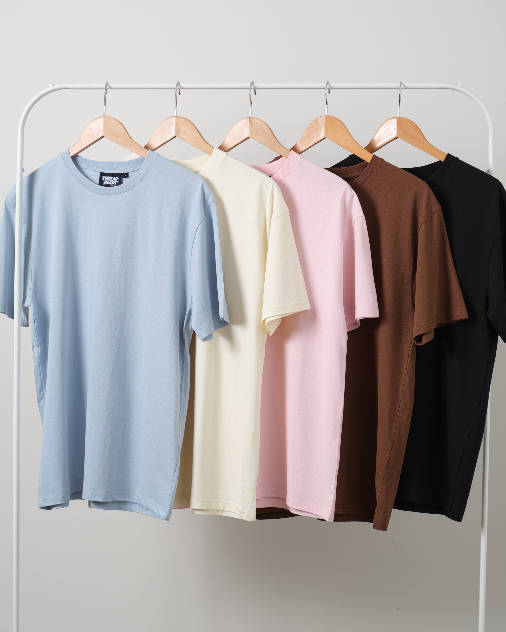 Classic Tee 5 Pack: Pale Blue, Natural, Pink, Brown, Black