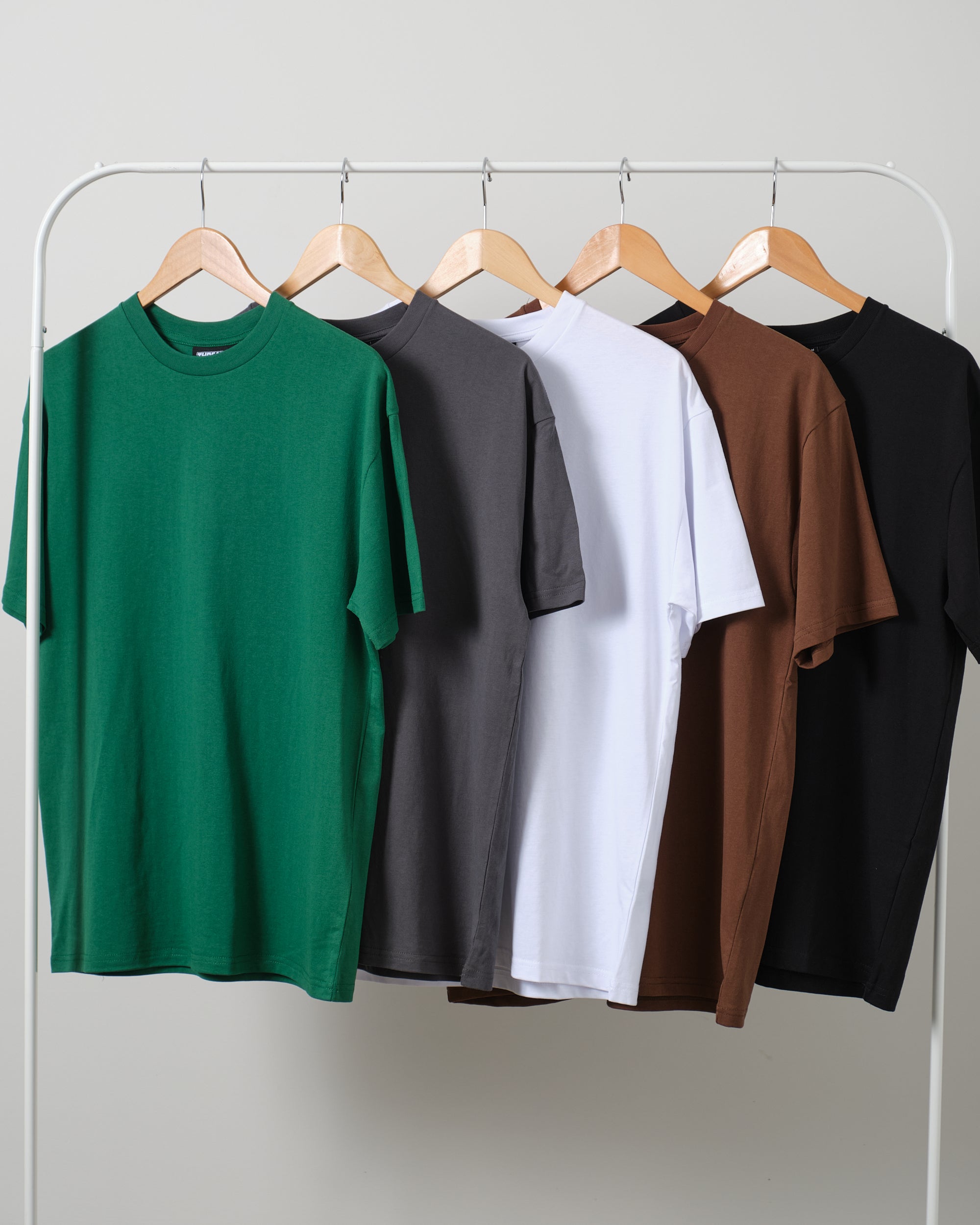 Classic Tee 5 Pack: Green, Charcoal, White, Brown, Black