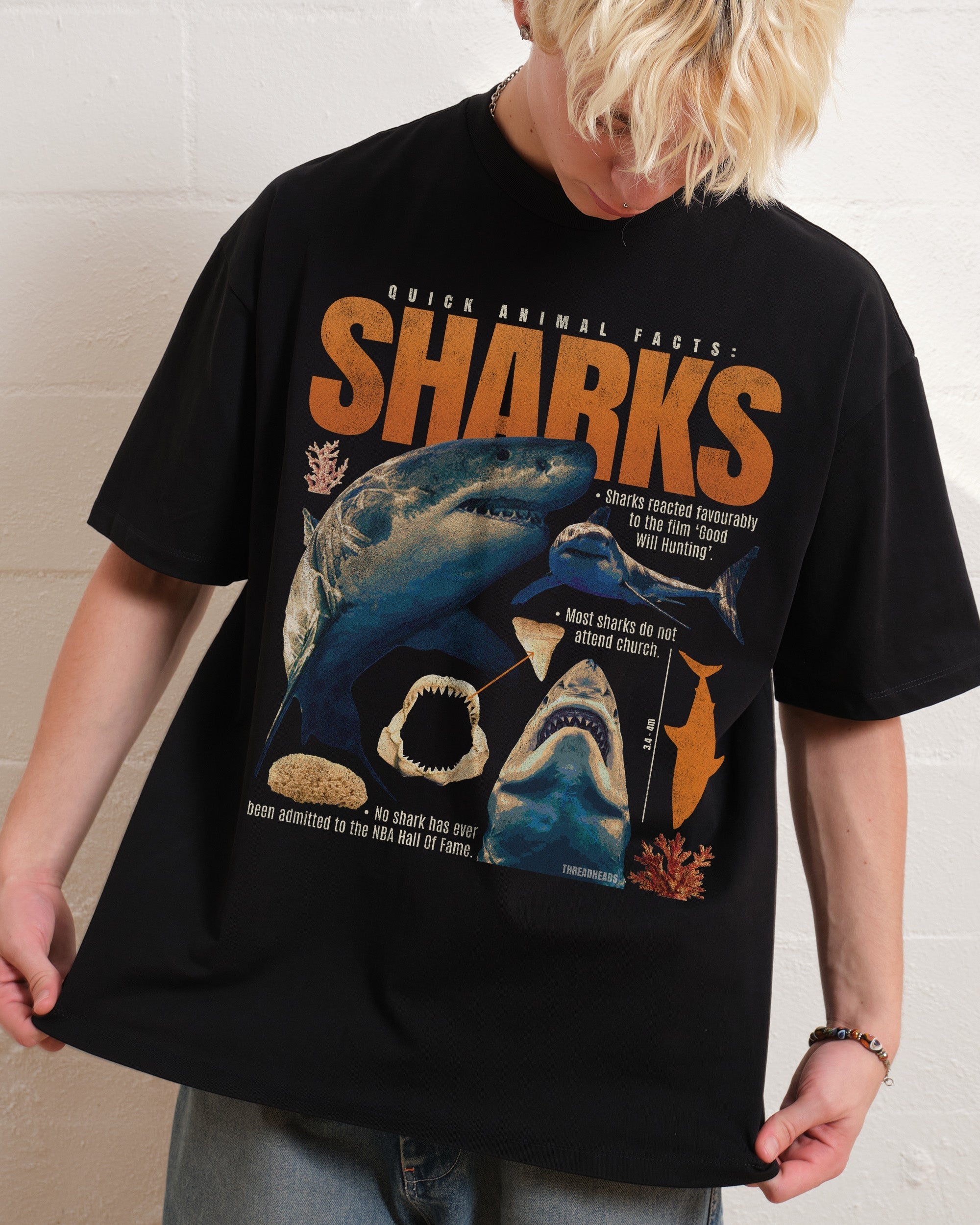 Quick Animal Facts - Sharks Oversized Tee