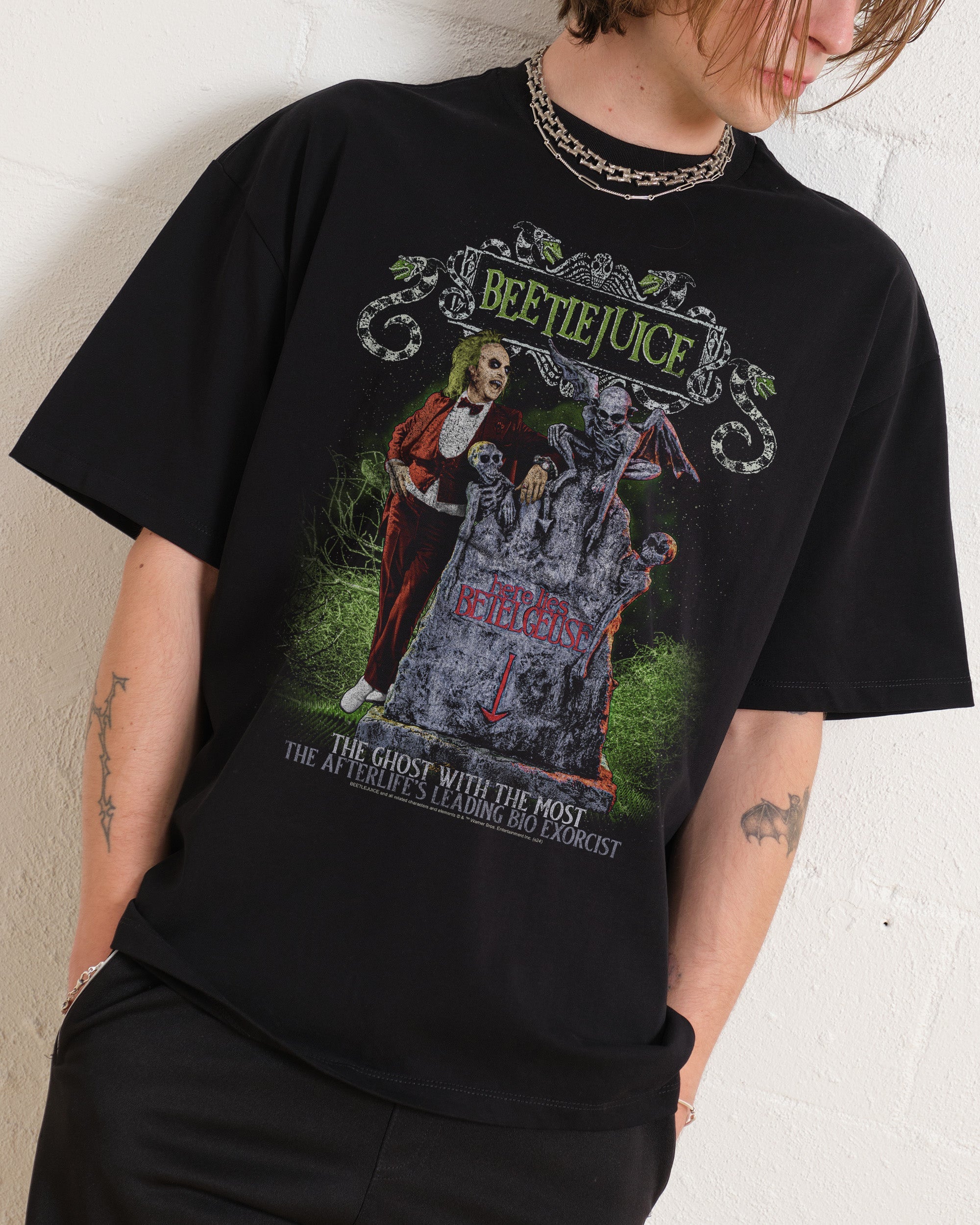 Beetlejuice Lies Here Oversized Tee