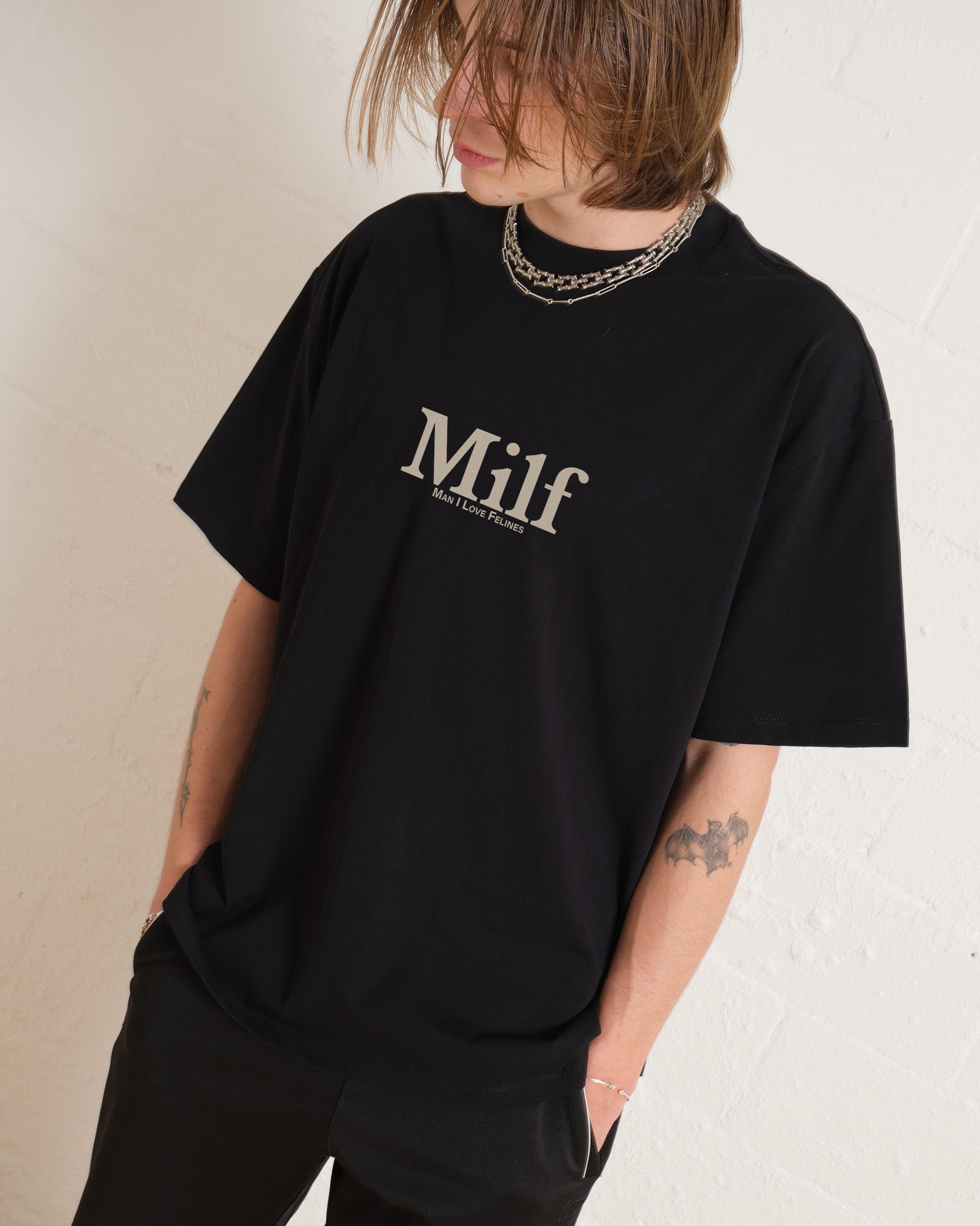 Man I Love Felines Front and Back Oversized Tee