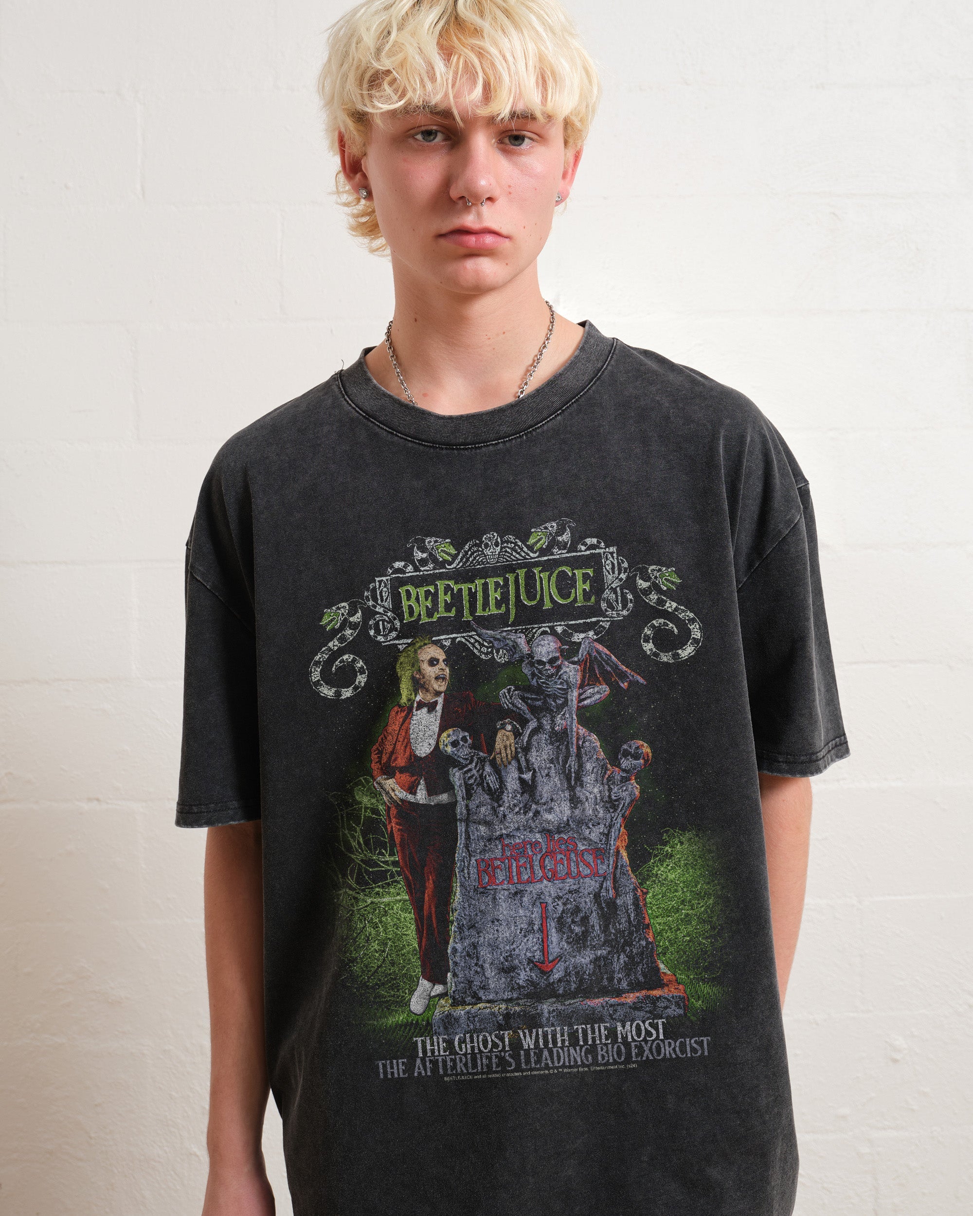 Beetlejuice Lies Here Wash Tee