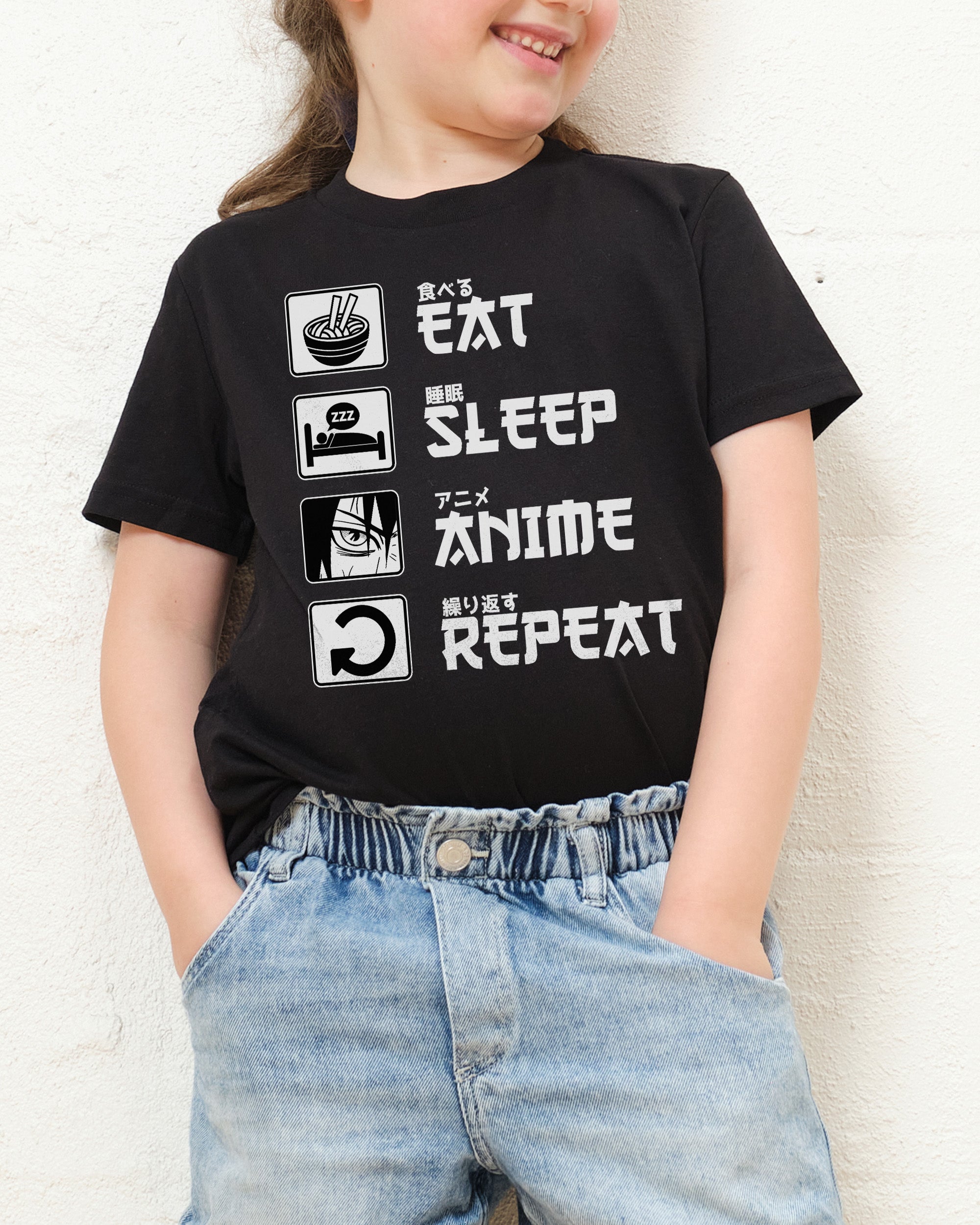 Eat Sleep Anime Repeat Kids T-Shirt