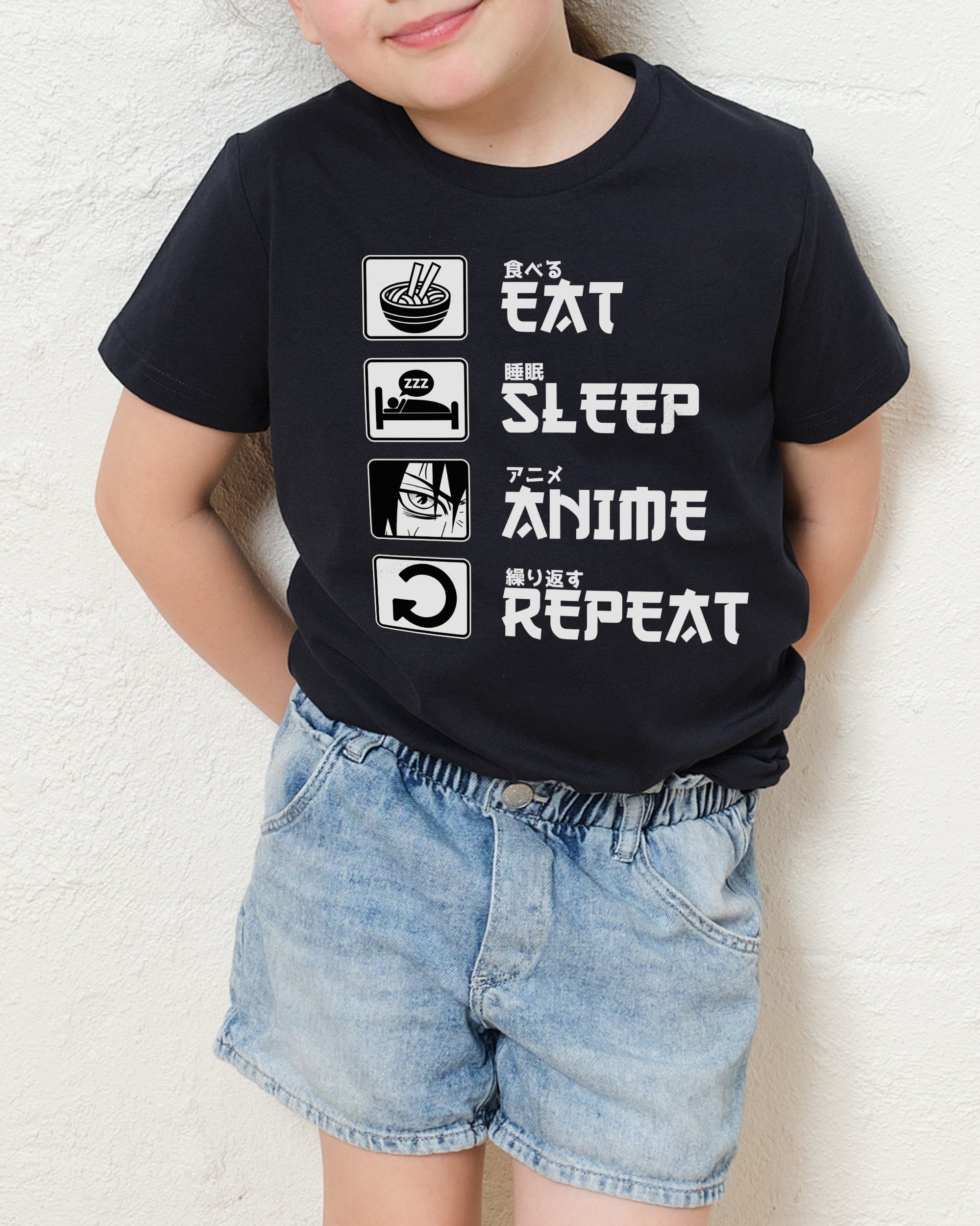 Eat Sleep Anime Repeat Kids T-Shirt