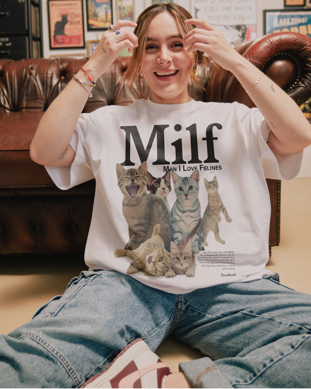 Man I Love Felines Oversized Tee