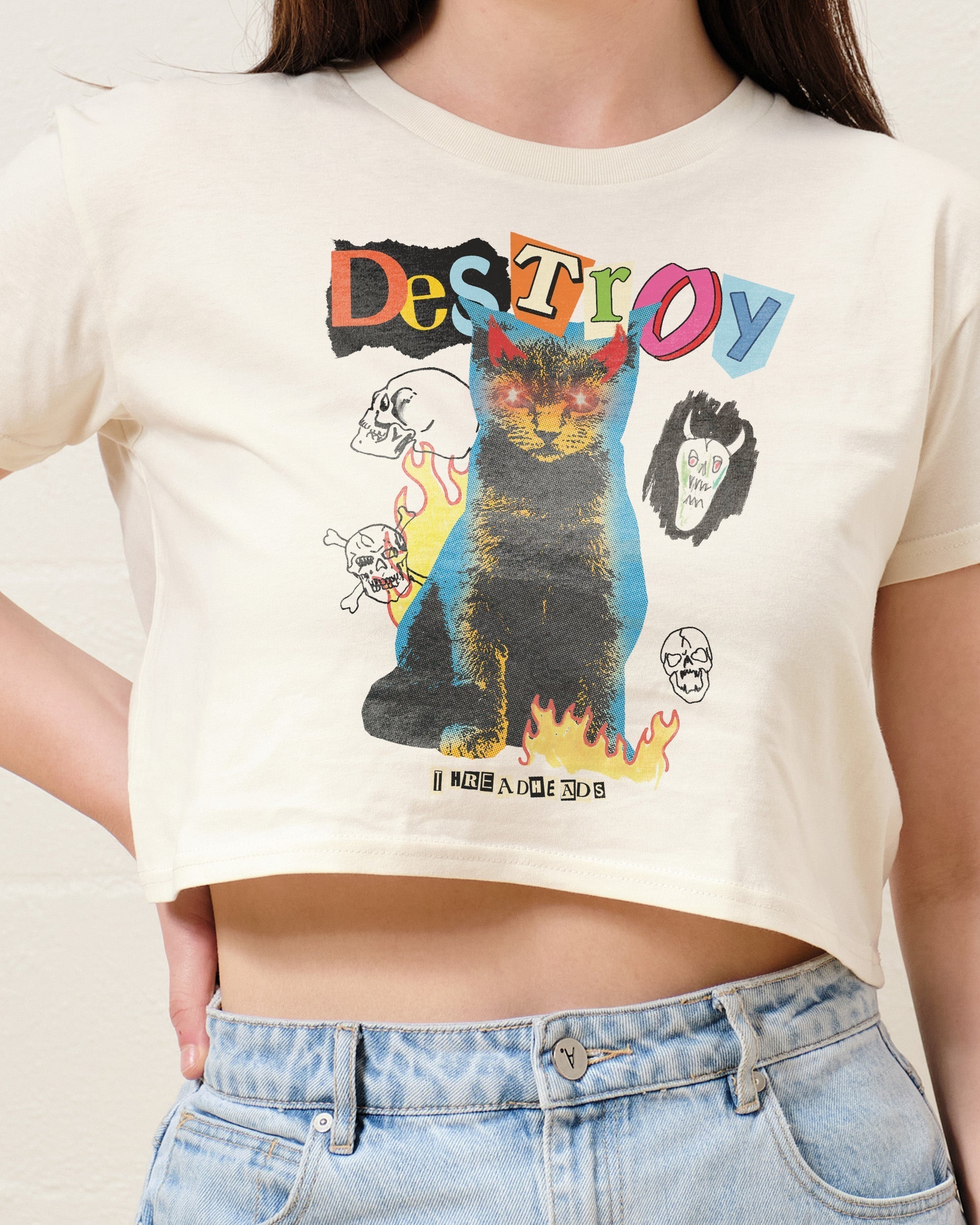 Destroy Cat Crop Tee