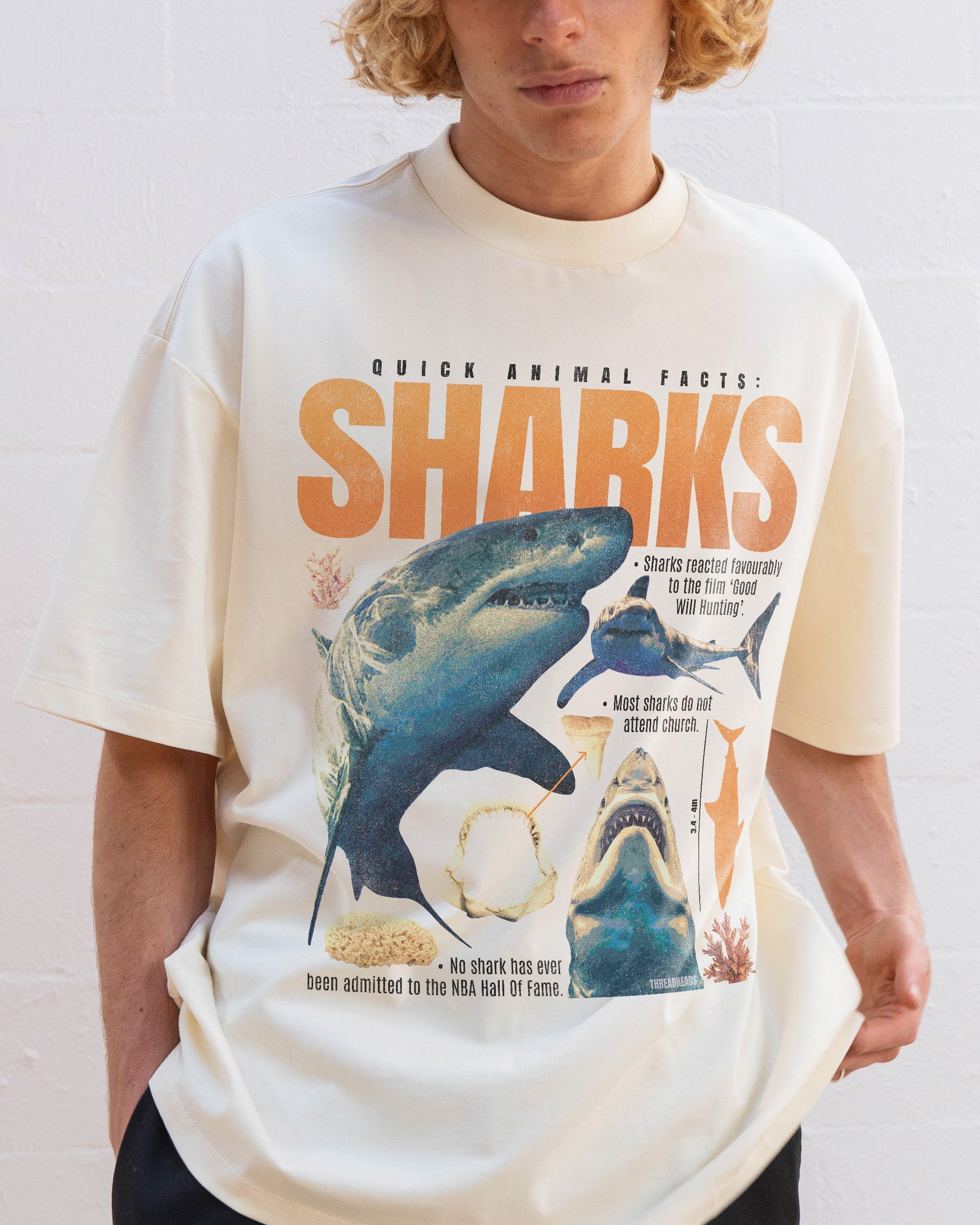 Quick Animal Facts - Sharks Oversized Tee