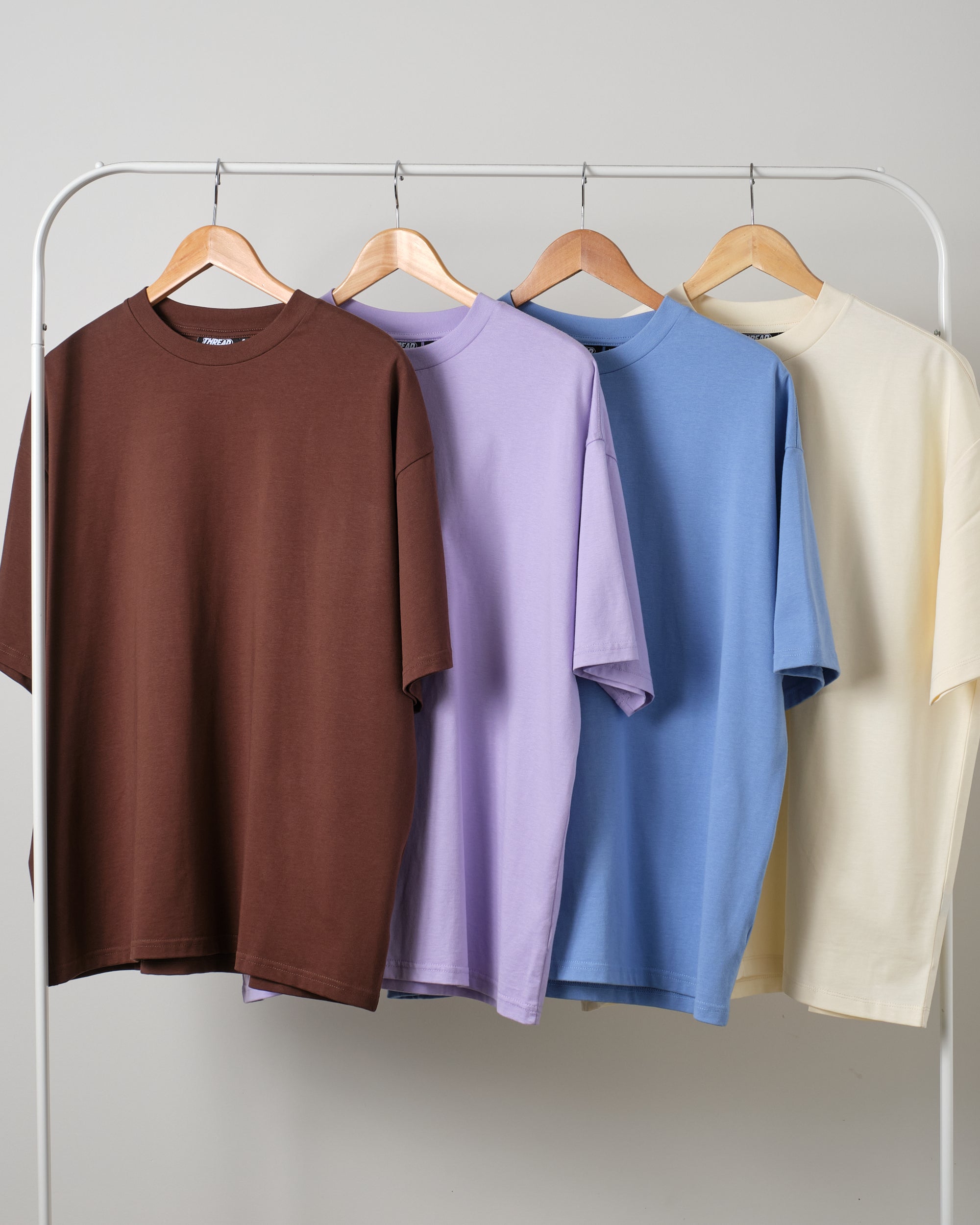 Oversized Tee 4 Pack: Powder Blue, Lilac, Natural, Brown