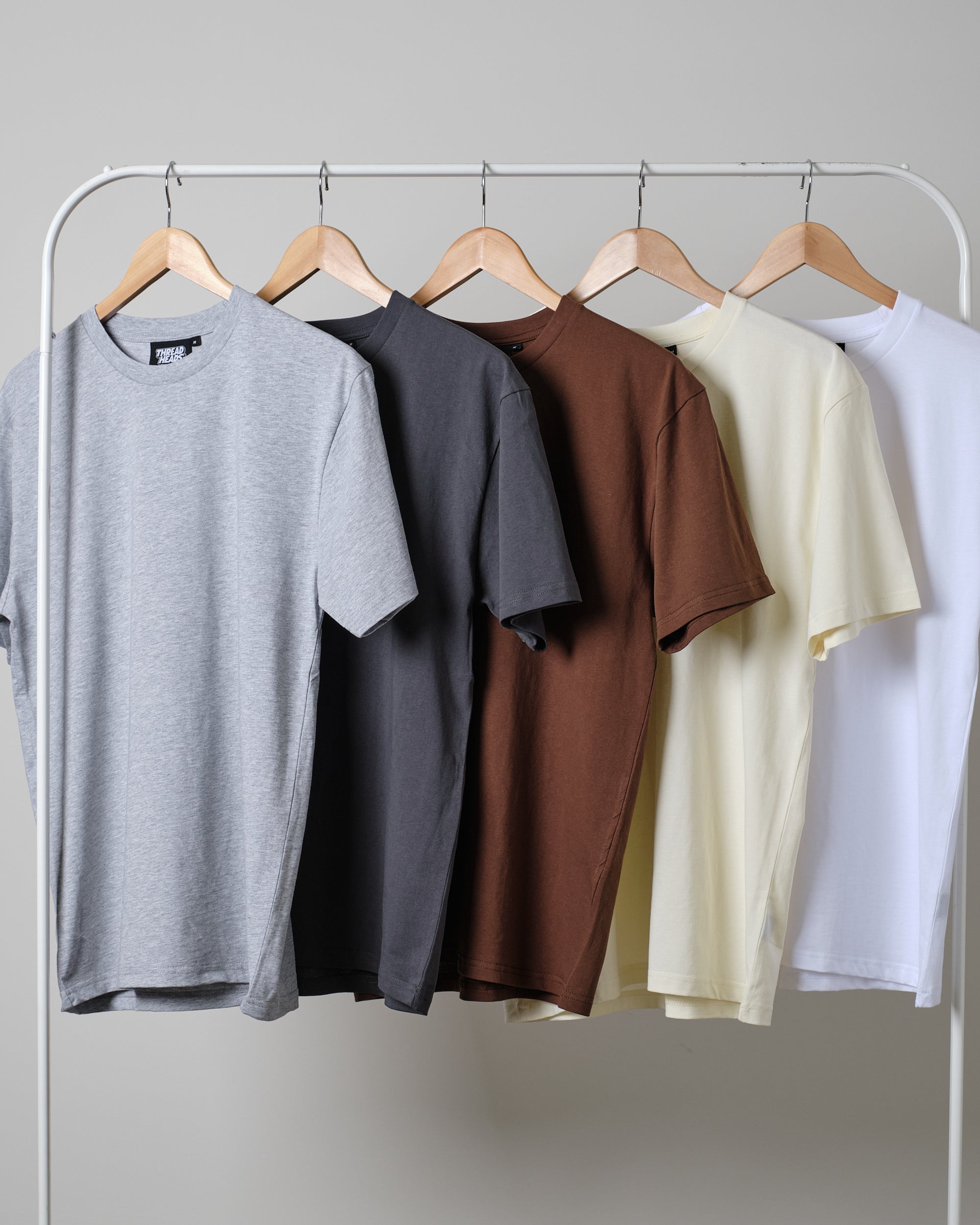 Classic Tee 5-Pack: Grey, Charcoal, Brown, Natural, White