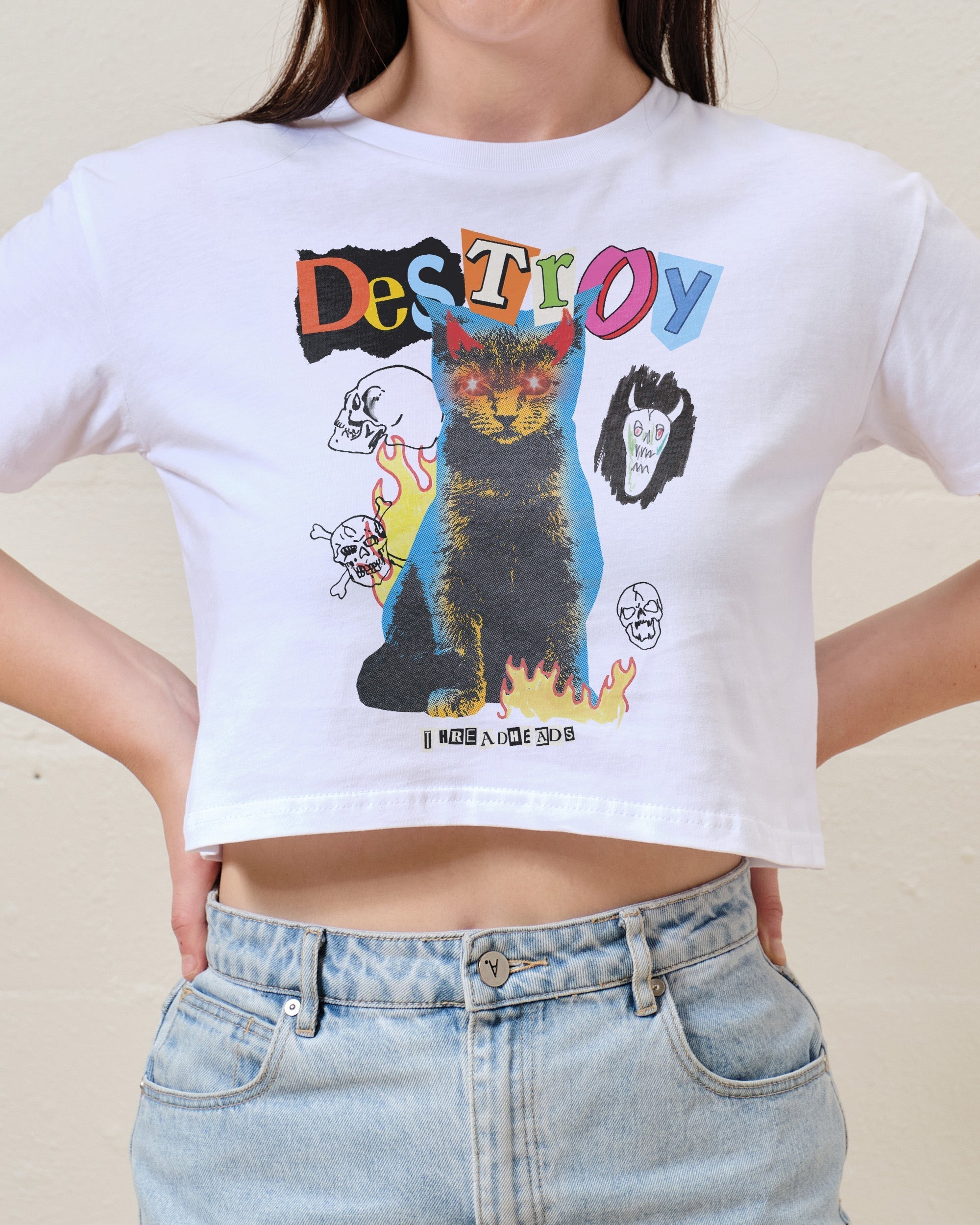 Destroy Cat Crop Tee