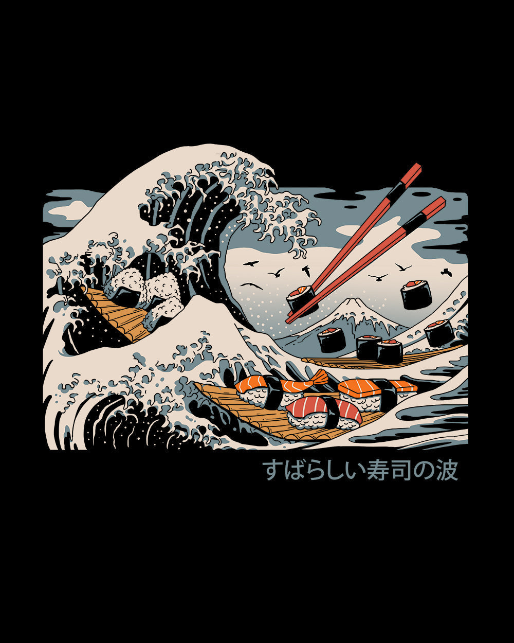 The Great Sushi Wave Kids T-Shirt