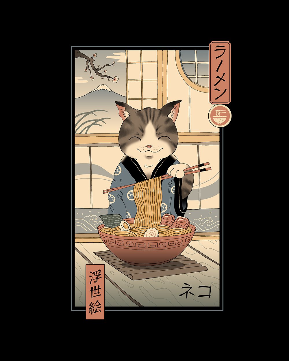 Neko Ramen Ukiyo-e T-Shirt