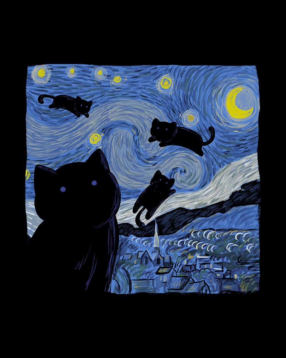 The Starry Cat Night T-Shirt