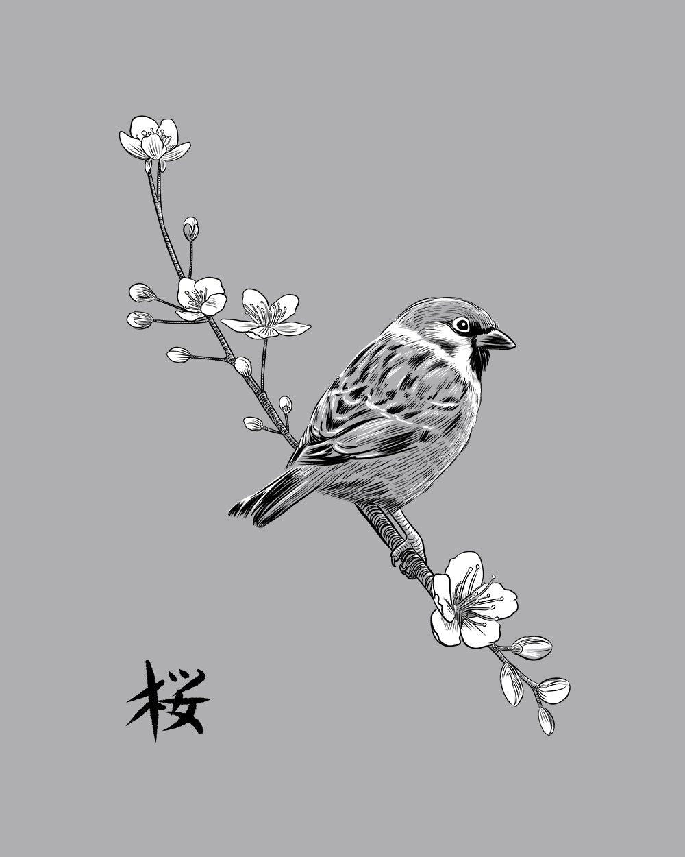 Sparrow on Cherry T-Shirt