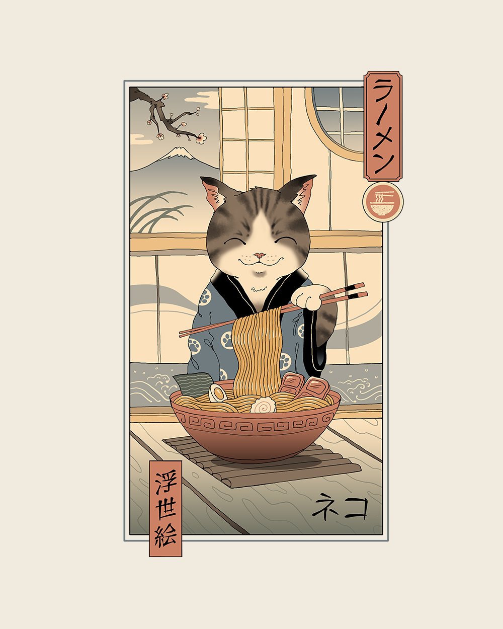 Neko Ramen Ukiyo-e T-Shirt