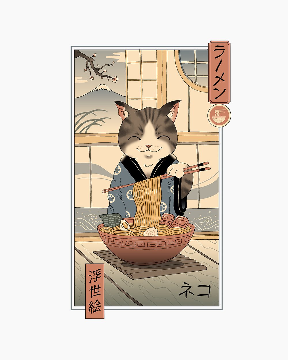 Neko Ramen Ukiyo-e T-Shirt